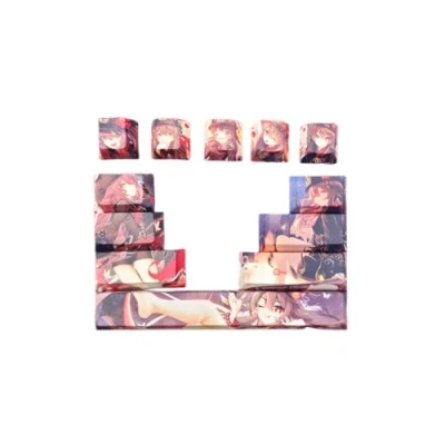 Image of Benemate Genshin Impact Hu Tao Keycaps, 12 keycap set, 5 side Dye Sublimation PBT Keycaps for DIY Mechanical Gaming Keyboards