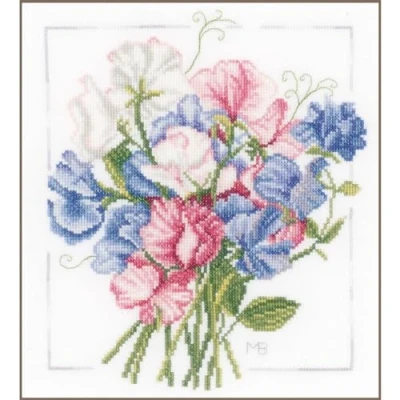 Image of Lanarte Counted Cross Stitch Kit Colourful Bouquet, 100% Cotton, Multi, 25x1x25 cm