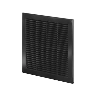 Image of Awenta Plastic Air Vent Grille Cover 300x300mm 12x12 inch, Black with Insect Grid Fly Net, Screw Hole Covers for Better Look