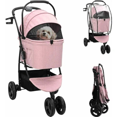 Image of Folding Pet Stroller Pink 78 x 54 101 cm Oxford fabric Vidaxl