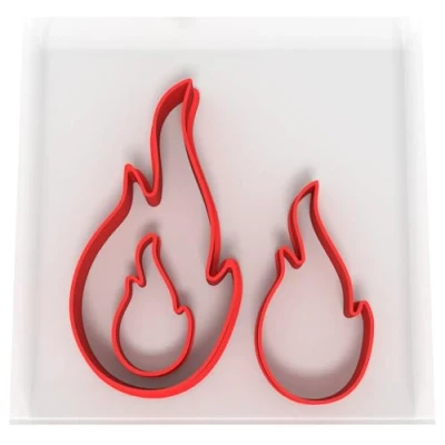 Image of JUST Cutters Flame Shape Set of 3 Plastic Cutter for Baking, Fondant, Clay, Pastry, Icing, Jewellery (3/5/8CM)
