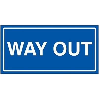 Image of V Safety Way Out Sign 300x150mm Blue Rigid Plastic