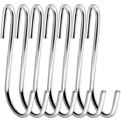 Image of Swatowot 12 Pack Heavy Duty 10 cm S Hooks Shaped Hanging Large Hangers for Kitchen, Bathroom, Bedroom and Office (12 Pack, X Large, Silver)