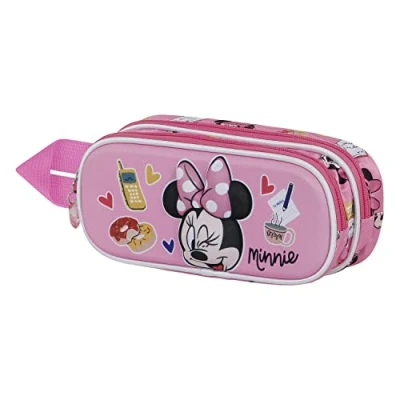 Image of Disney Minnie Mouse Wink 3D Double Pencil Case, Pink, 22 x 9.5 cm