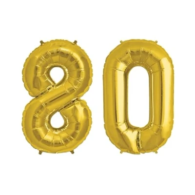 Image of Gold Number 80 Large Helium Foil Balloon Birthday Party Wedding Anniversary Decoration 101cm