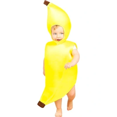 Image of Funidelia Banana Costume for Babies baby Fruit, Food Costumes kids, accessory fancy dress &amp; props Halloween, carnival parties Size 0 6 months Yellow