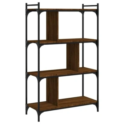 Image of vidaXL 3 Tier Brown Oak Bookcase Industrial Design Engineered Wood and Metal Ample Storage for Displaying Books, Decorative Items Easy Assembly