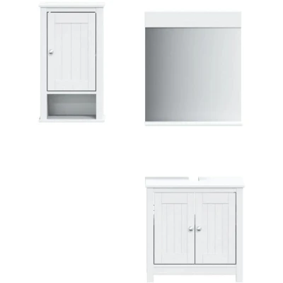 Image of vidaXL 3 Piece Bathroom Furniture Set BERG White Solid Wood Pine
