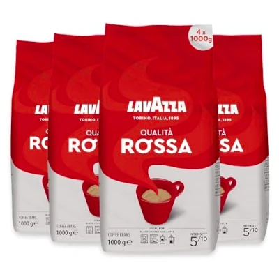 Image of Lavazza Qualità Rossa Coffee Beans, Medium Roast, 1 kg Each, 4 Pack