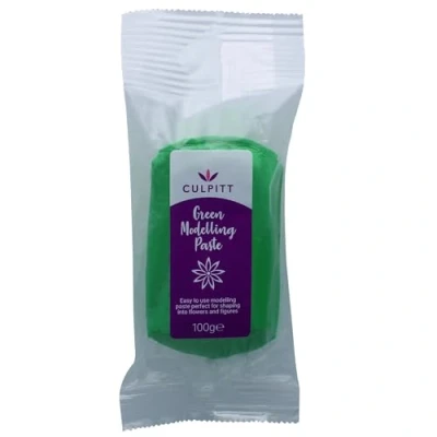 Image of Culpitt Modelling Paste, Green, Sugarpaste, Gumpaste For Cake Decorating, Flowers, Animals, Figures, Models Sets Hard, 100g