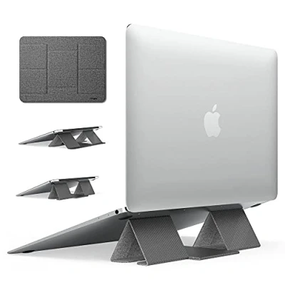 Image of Ringke Folding Stand 2, Laptop Stand, Foldable Portable Adjustable Height Ergonomia Universal Notebook PC Holder, Riser for Dell, HP, Lenovo, Macbook 10&quot; 17&quot; Grey
