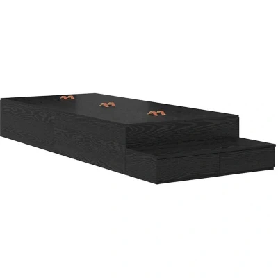 Image of vidaXL Storage Bed Frame Black Oak 90x190 cm