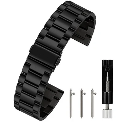 Image of Berfine 18mm Quick Release Watch Strap,Premium Solid Stainless Steel Band Replacement,Black