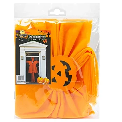 Image of PMS Luxury DIY Halloween Door Bow, Orange,Purple, One Size