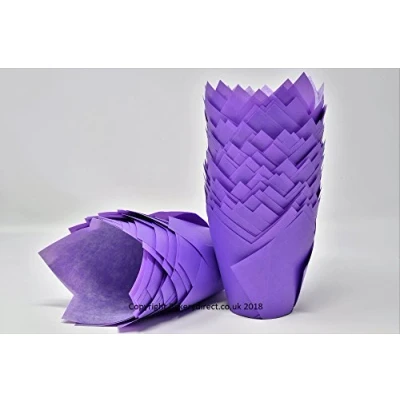 Image of Bakerydirect 50 Standard Size Tulip Muffin Purple Wraps Cases Lilac