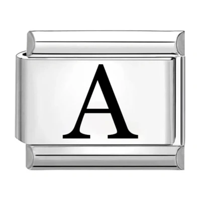 Image of Quiges 9mm Italian Style Charm Link Module Stainless Steel Laser Alphabet Letter A for Bracelets