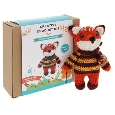 Image of Shudehill Giftware Creative Crochet Kits Fox, Unicorn, Dog, Bee, Cat &amp; More Perfect for Learning or Experienced Crocheters (Fox)