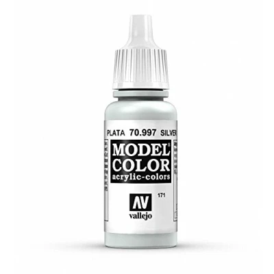 Image of Vallejo VJ70997 Model Color 17 ml Acrylic Paint Metallic Silver