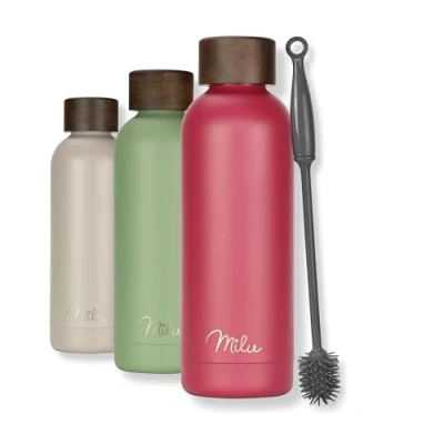 Image of Milu Stainless Steel Water Bottle 500ml 750ml 1L Vaccum Insulated Large Drink Flask Metal Bottles Leakproof Keep Drinks Hot Cold for Bike Camping Sports Gym incl. Cleaning Brush (Berry, 750ml)