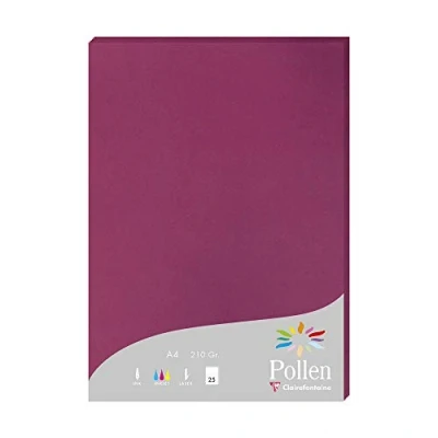Image of Clairefontaine Ref 224206C Pollen Coloured Paper (Pack of 25 Sheets) A4 (210 x 297mm), 210gsm Paper, Inkjet &amp; Laser Printer Compatible, Acid Free Raspberry