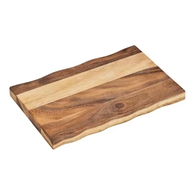 Image of Tala Rectangular Wavy Board, Natural Acacia Wood with Stylish and Versatile Design, Great for Preparing Displaying All Foods, Perfect Serving Buffet Food, Cheese Meat, Measures 40x25x3cm