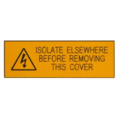Image of WARNING Signs ISOLATE ELSEWHERE RIGID ENGRAVED PACK OF 5 LABELS