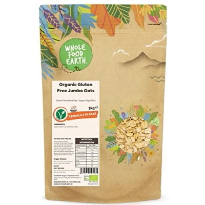 Image of Wholefood Earth Organic Gluten Free Jumbo Oats 3 kg GMO Vegan High Fibre Certified