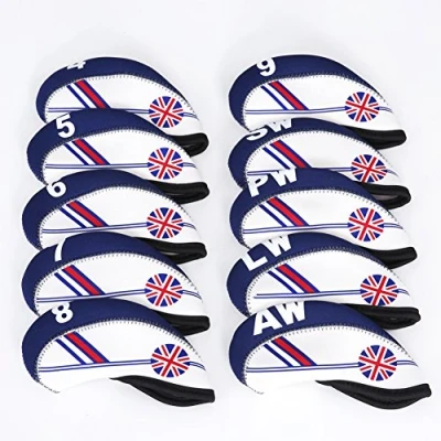 Image of FLTRADE Golf 10pcs UK Flag Patterned Neoprene Club Iron Head covers cover set Headcovers Protect Case