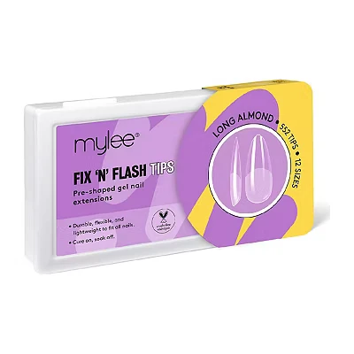 Image of Mylee Fix N Flash Soft Gel Tips Long Almond 552 PCS, Full Cover Nail Tips, Art Extensions, Flexible &amp; Resistant, 12 Different Sizes, Fit All Nails