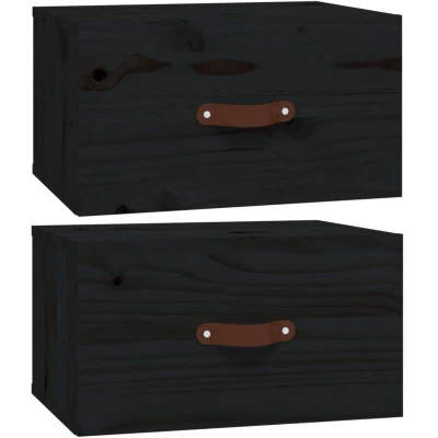 Image of vidaXL Wall mounted Bedside Cabinets 2 pcs Black 40x29.5x22 cm
