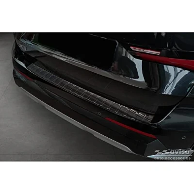 Image of Avisa Black Stainless Steel Rear Bumper protector compatible with BMW X1 U11 M Sport 2022 &#039;Ribs&#039;