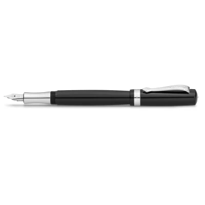 Image of Kaweco Student Black Fountain Pen I Premium Acrylic for Ink Cartridges Nostalgic in with Silver Details 16 cm Nib: EF (Extra Fine)