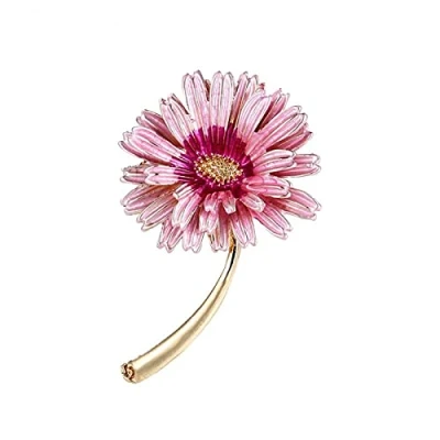 Image of HCMA Enameled Pink Purple Daisy Flower Brooch Pins for Women&#039;s Clothes Jewelry Accessories