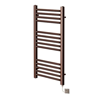 Image of Greened House Brushed Bronze Electric Straight Heated Towel Rail Flat Radiator (400mm W x 800mm H)