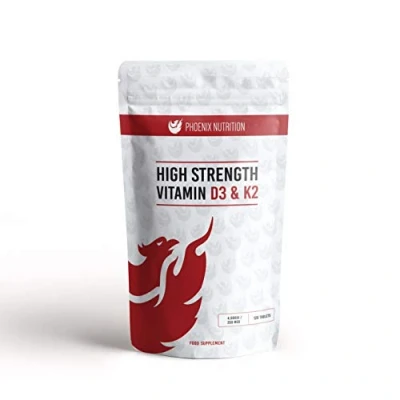 Image of High Strength Vitamin D3 and K2 120 Tablets 4,000 IU 250mcg Phoenix Nutrition