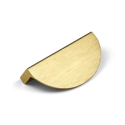 Image of 64mm Satin Brass Gold Half Moon Pull Kitchen Cabinet Cupboard Door Drawer Cup Handle
