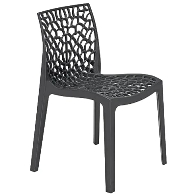 Image of BrackenStyle Dark Grey Neptune Polypropylene Chair Reinforced Plastic for Inside and Outside Seat Commercial Home Use