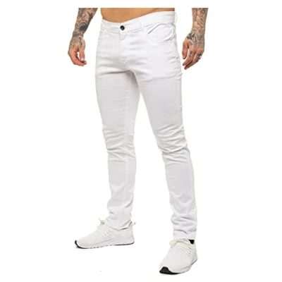Image of New Mens Kruze Stretch Slim Fit Chinos Branded Trousers Black Tan Navy White Holt 40 W X32L