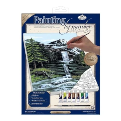 Image of Royal &amp; Langnickel Painting by Numbers Artist Canvas Series Mountain Waterfall Small Designed Set