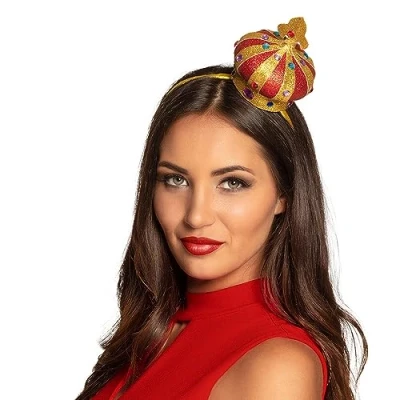 Image of Boland Crown Headband for Adults, Gold &amp; Red, Royal King Accessory, One Size, Decorated with Diamonds Perfect and Queen Costumes, Parties, Festivals