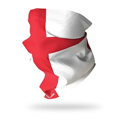 Image of Ruffnek ENGLAND FLAG/ST GEORGES CROSS Multifunctional Headwear Neck warmer Snood, Football/Rugby Supporters Scarf Unisex One Size