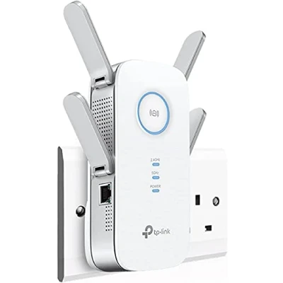 Image of TP Link AC2600 Dual Band Mesh Wi Fi Range Extender, Booster/Hotspot with 1 Gigabit Port, Core CPU, Built In Access Point Mode, Works Any Router, Easy setup, UK Plug (RE650)