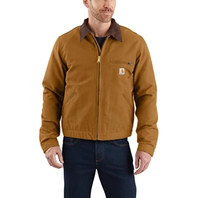 Image of Carhartt Men&#039;s Relaxed Fit Duck Blanket Lined Detroit Jacket, Brown, S