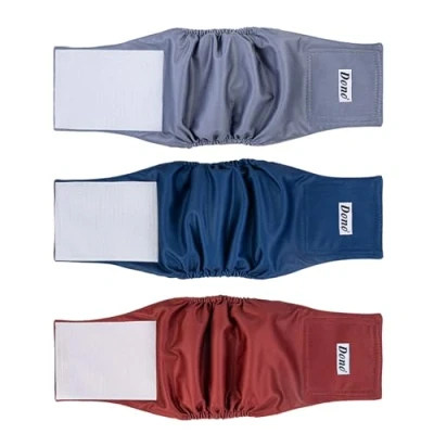 Image of Dono Dog Belly Bands Male Reusable,3 Pcs,Dog Nappies for Dogs,Puppy Nappies,Dog Pants Incontinence,Puppy Training,Traveling,Dogs in Heat and Marking Issues,XS,S,M,L,XL,XXL
