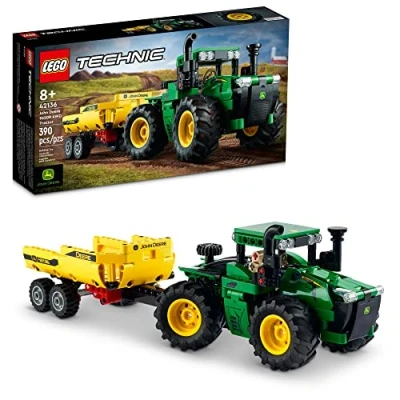 Image of LEGO Technic John Deere 9620R 4WD Tractor Toy with Tipping Trailer, Classic Style Farm Toys for Kids, Boys &amp; Girls 8 Plus Years Old, Collectible Model Building Set 42136