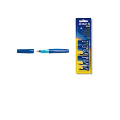 Image of Pelikan Twist Nib Fountain Pen, M, Includes 1 Cartridge, Piece (Deep Blue + Cartridges, Folding Box)