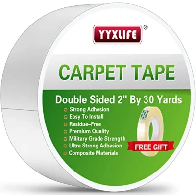 Image of YYXLIFE Rug Tape Double Sided Carpet Heavy Duty,2 Inch x 30 Yards,Carpet Adhesive Removable Multi Purpose Cloth for Area Rugs,Outdoor Rugs, Carpets,Carpet Adhesive,White