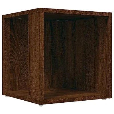 Image of vidaXL Side Table Modern Style Storage Cabinet Brown Oak Engineered Wood 33x33x34.5 cm Living Room or Bedroom Corner