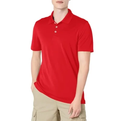 Image of Amazon Essentials Men&#039;s Slim Fit Quick Dry Golf Polo Shirt, Red, XL