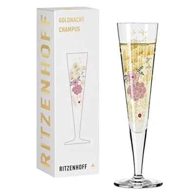 Image of Ritzenhoff Goldnacht No. 20 Series 1071020 Champagne Glass 200 ml Elegant Designer Piece with Real Gold Made in Germany